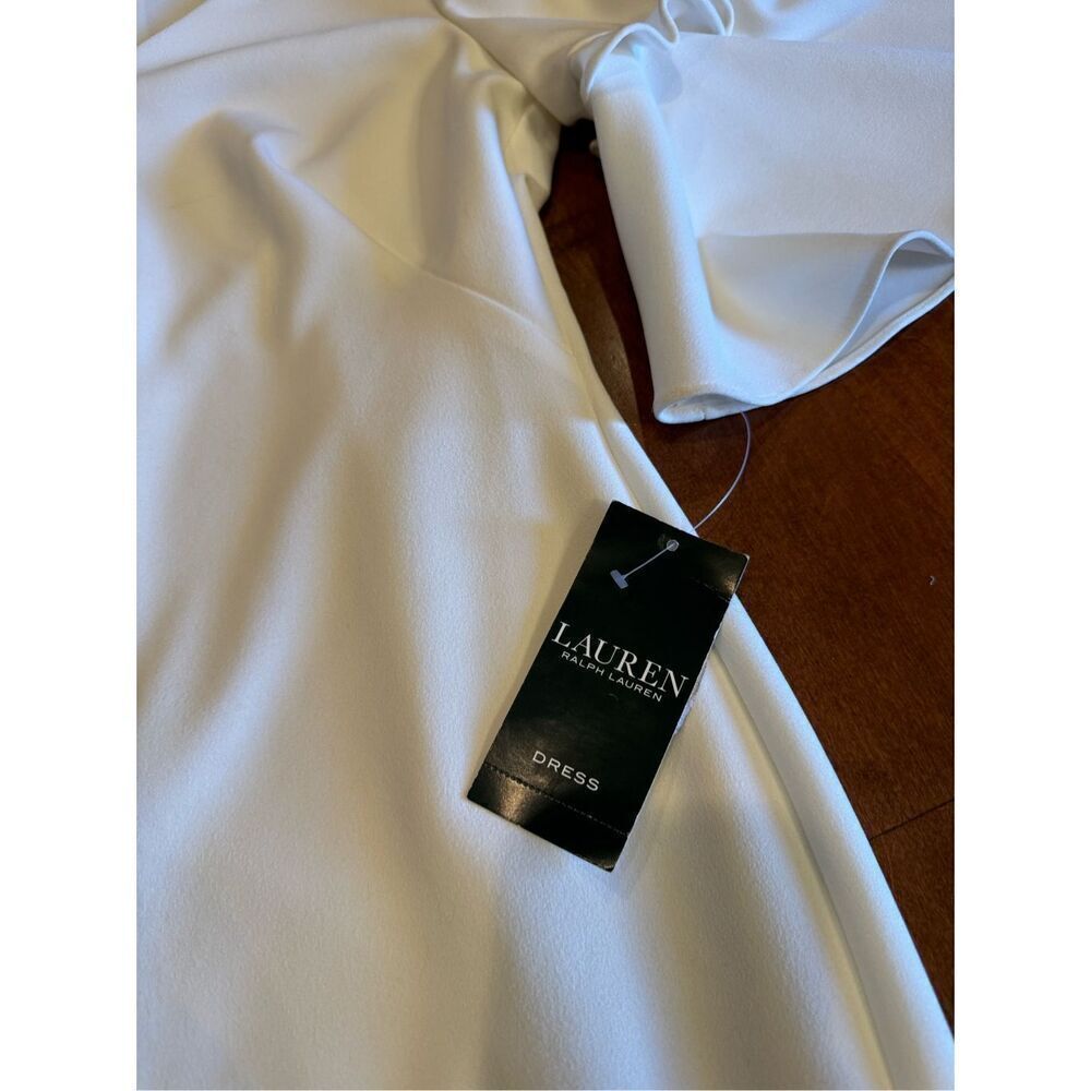 Woman’s brand new Lauren by Ralph Lauren white dress with ruffles sleeves - Picture 2 of 6